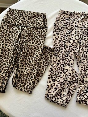 Leopard-Print High-Waist Leggings in Beige and Cream - Women